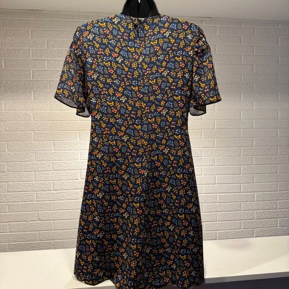Madewell Floral Mini Dress Tie Front V Neck Short Sleeve Women's Size 00 - Picture 4 of 6